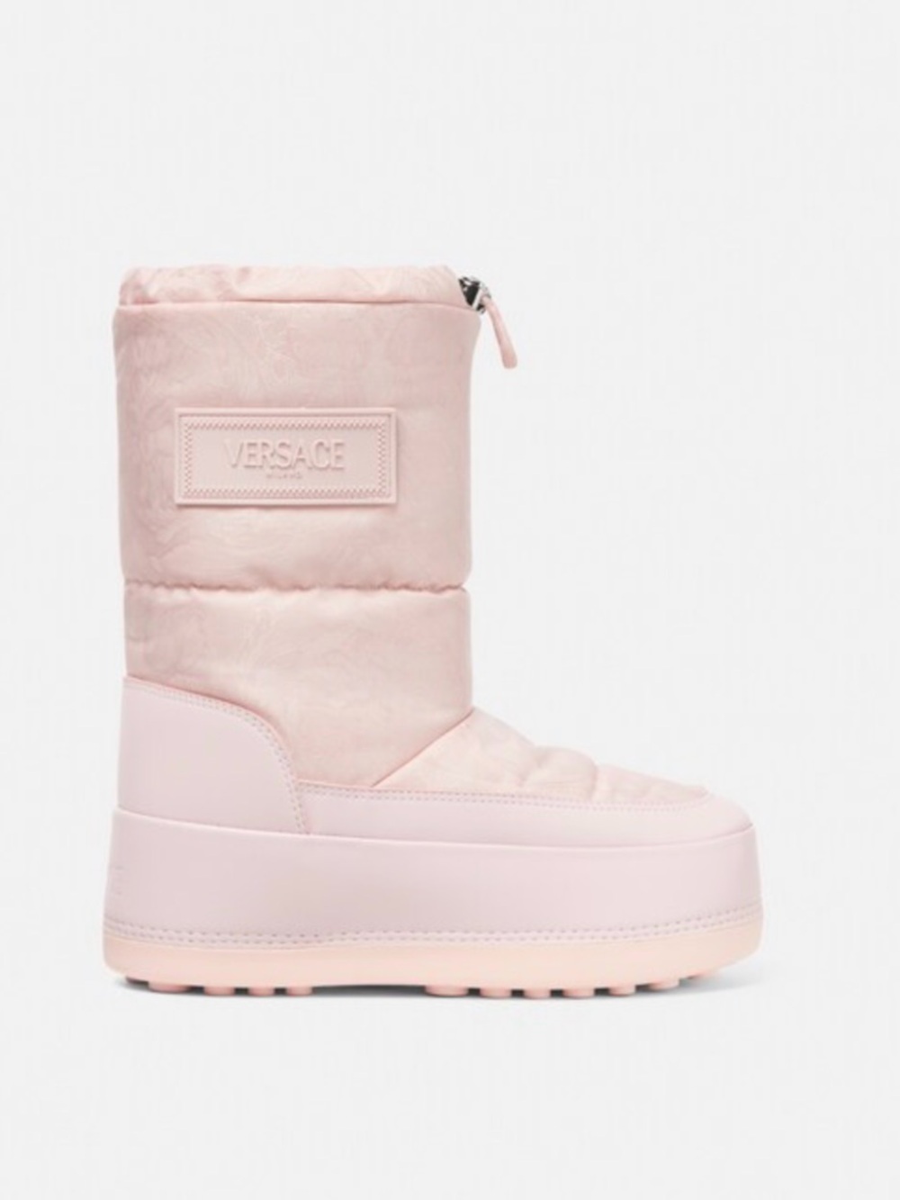 Versace Pale Pink Quilted Platform Snow Boot